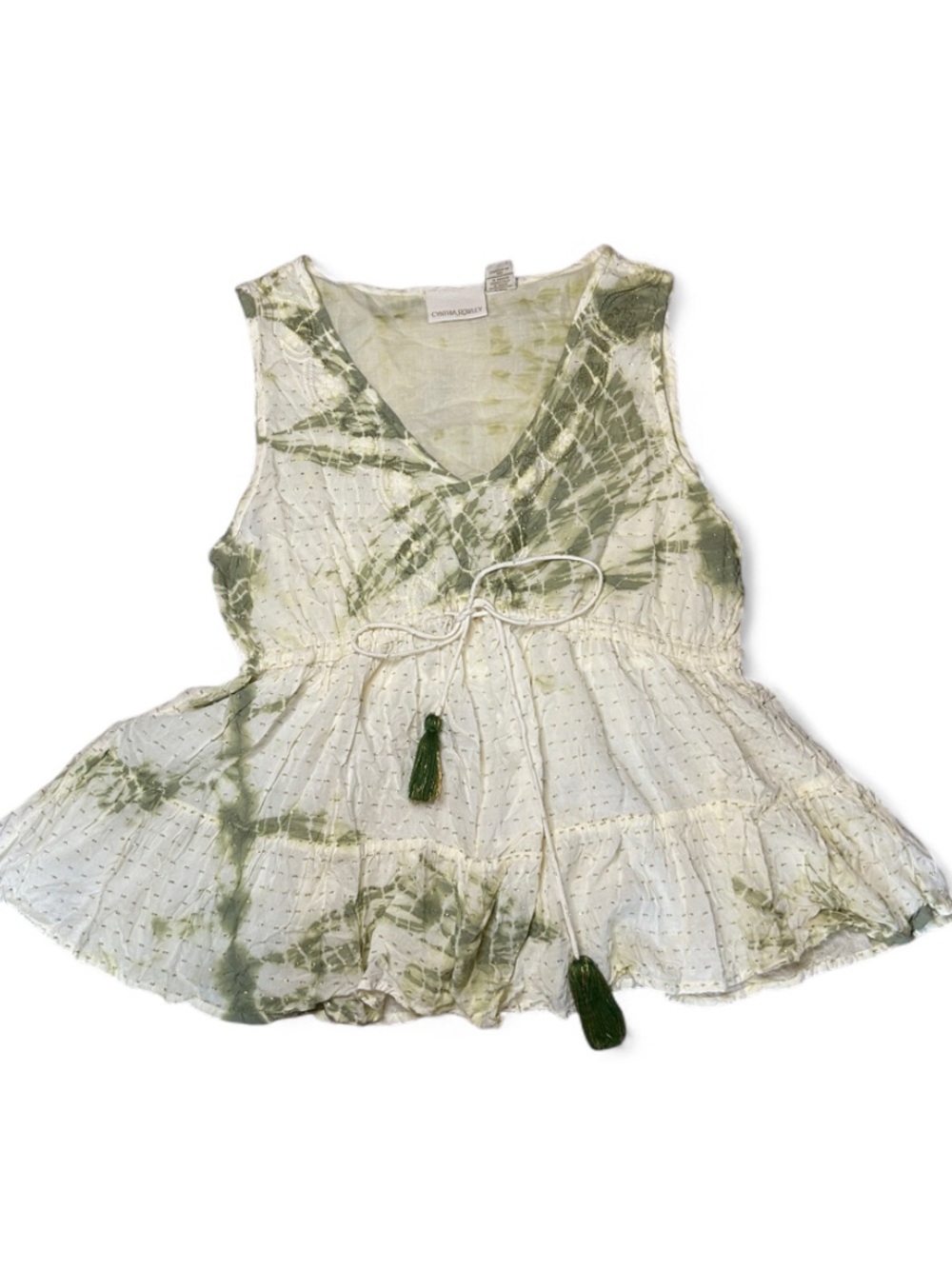 Cynthia Rowley size M sleeveless babydoll woven top Y2K boho